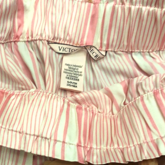 NWOT Victoria Secret Cotton Candy Pink Stripe Satin Wide Leg PJ's w/Salmon Belt - Picture 4 of 6